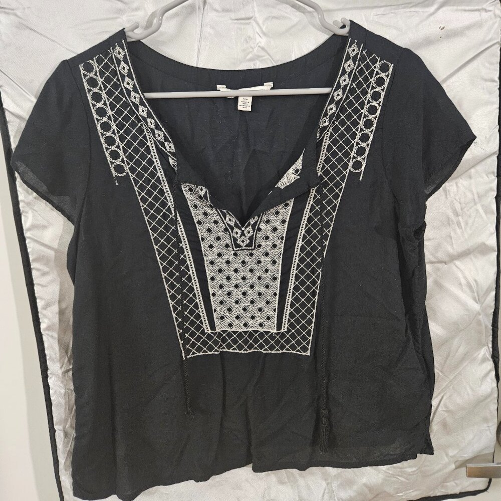 Monochrome Striped Short Sleeve Top